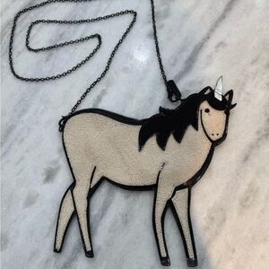 Alice + Olivia Unicorn Unique Crossbody Bag in Black and Cream